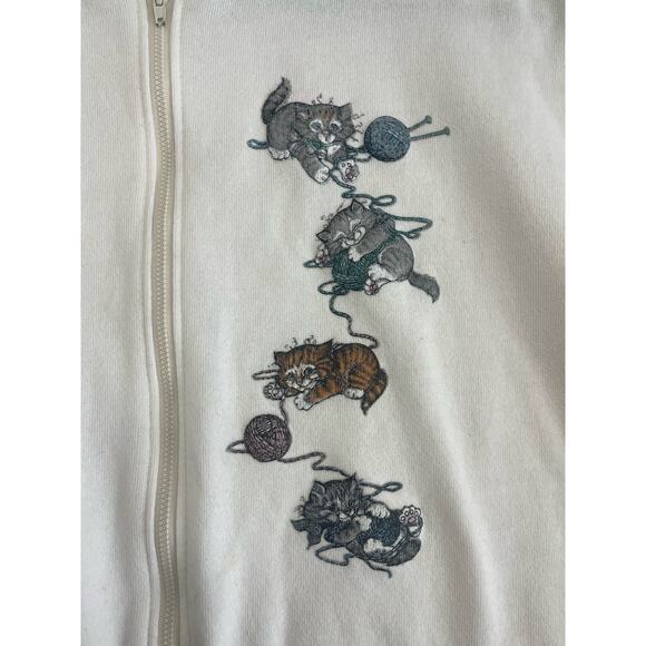Vintage Morning Sun USA Kitten Playing Zipper Cardigan Size Medium (READ) - Picture 8 of 9